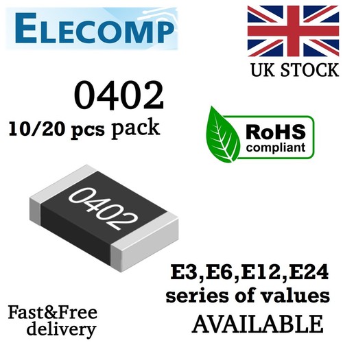 0402 1%,5% SMD Resistencia SMD KIT de Inicio E3, E6, E12, E24 Valores 1 Ohm - 10 MBm Free P&P - Imagen 5 de 7