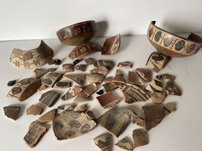 Antique Bowl Broken Shard Fragments Artifacts Relic Pieces pre Colombian old lot