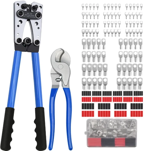 Heavy Duty Battery Cable Crimping Tool Wire Lug Crimper Terminal Copper Lugs Kit - Picture 16 of 24