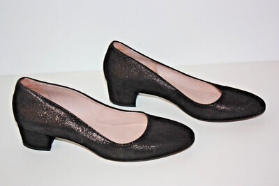 Escarpins San Marina En Cuir Noir Taille 39 - Talon Cône - Occasion Très Bon État
