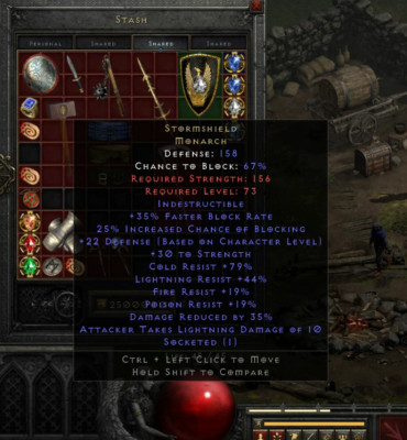 Diablo 2 D2R - Stormshield Monarch Shield PC Xbox NL or Ladder SC