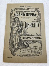 Antico Ephemera, Libretto, KHOVANCHINA, Teatro dell'Opera Metropolitana, 1913