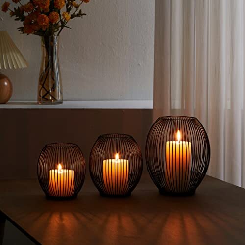 Metal Candle Holder Lantern, Black, Large , New - Picture 5 of 7