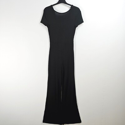 Tally Weijl - Rib Open Back Split Hem Jumpsuit - Black - Size Small - NEW