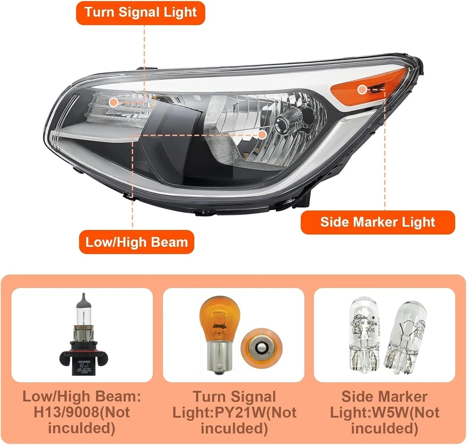 Пара галогенных хромированных прозрачных линз в сборе для фар KIA Soul 2014-2019 годов выпуска - Изображение 3 из 4