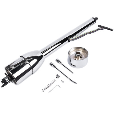 Chrome 30'' Hot Rod Tilt Steering Column Floor Shift Manual w/Wheel Adapter NoKey