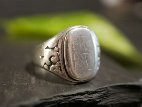 Schöner 835 Silber Ring Siegelring Initialen Monogramm Jugendstil Art Deco - Bild 3 von 12
