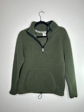 Victorias Secret Pink Sweater Womens Green Sherpa Fleece 1/4 Zip Size XS