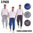 3 pack Mens Soft Cosy Warm Marl Fleece Lounge Pants Pyjama Bottoms Side Pockets