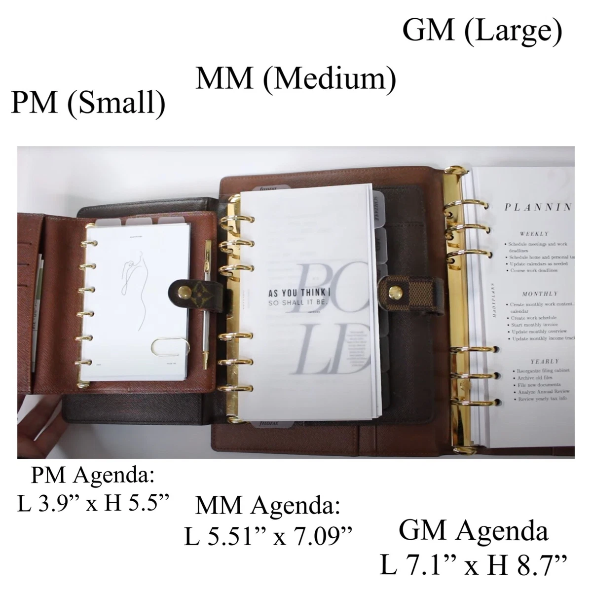 2023 or 2024 TABBED Calendar fits Louis Vuitton Agenda All Szs Bundle: PM*MM*GM