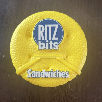 VTG 1991 Nabisco Ritz Bits Sandwiches Crackers Yellow Holder Snap Top Container