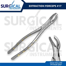 Heavy Duty Stainless Extraction Forceps #17 - Gold Hollow Python Grip German Gra