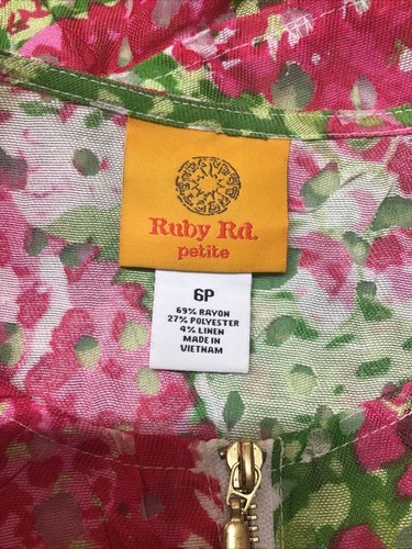 Ruby Rd. Petite Women’s Multi Color Floral Semi-Sheer Zipper Jacket Sz. 6P - Picture 15 of 15