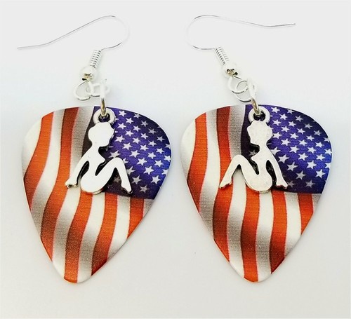 Pin Up Silhouette Charms Guitar Pick Earrings - Pick Your Color - Picture 12 of 12