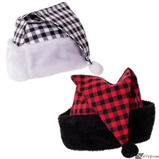 Buffalo Plaid w Small Check Pattern Holiday Santa Costume Hat, One-Size 22" Cir