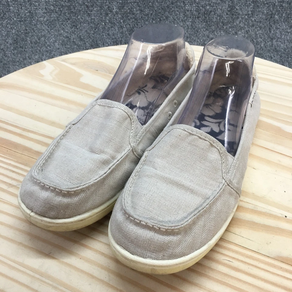 Roxy Zapatos Mujer 10 Minnow Pisos Mocasines Sin Cordones Beige Tela Sin usar Puntera Cpmfort Foto 3 de 4