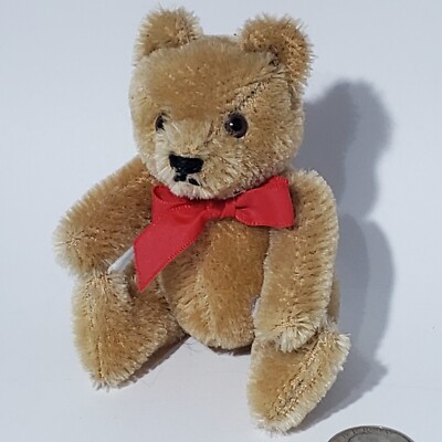 VTG Hermanns Teddy Original Mini Jointed Bear 5'' Plush Wool Cotton West Germany