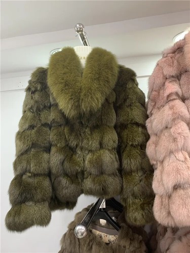 Coat Thick Warm Natural Fox Fur Jackets Lady Short Style Genuine Fox Outerwear - Picture 33 of 42