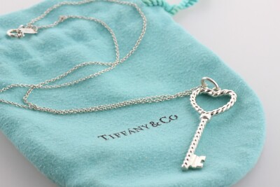Tiffany & Co. Sterling Silver 925 Twisted Heart Key Pendant
