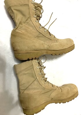 WELLCO Suede Combat Tactical Boots Men 15.5 M Tan Leather Vibram Soles Military