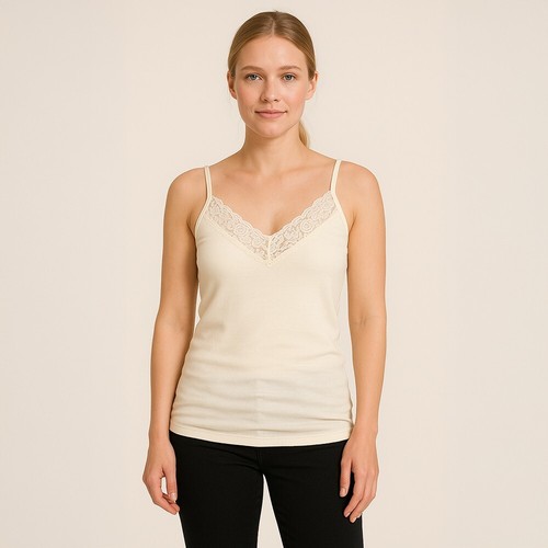 ENGEL Women's Thermal Merino Wool & Silk Base Layer Top Cami with Lace - Picture 7 of 10