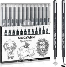 Drawing Pens Black Art Pens for Drawing 12 Size Waterproof Ink Pens for Artists