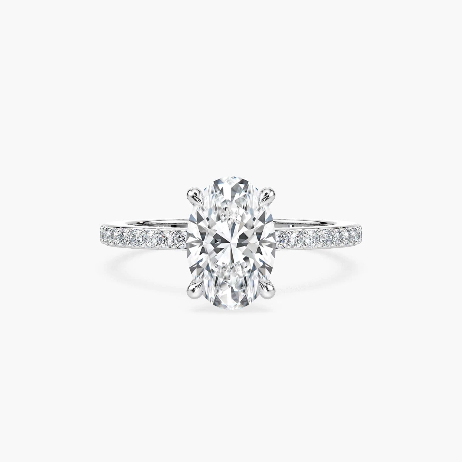 Igi 2.22 ct tcw oval cut lab grown diamond engagement ring 14k white gold image-2