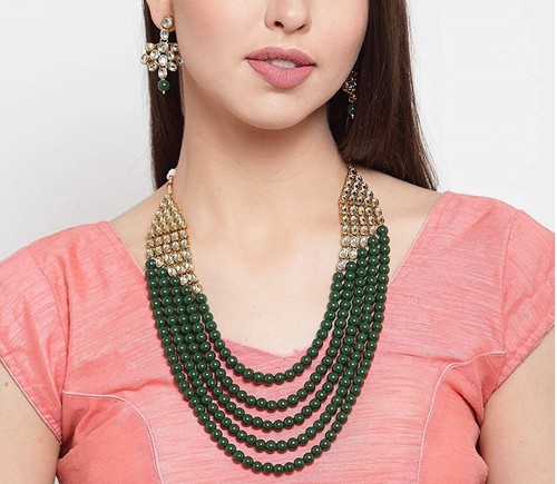 5 Layer Pearl Kundan Rani Haar Party 