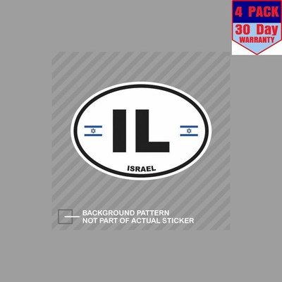 Israel Oval Sticker Decal Vinyl Israeli Country Code euro IL v3