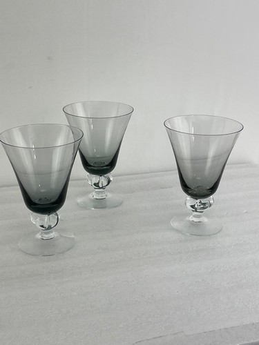 Set of 3 Champagne Coupe Glasses 5 1/4" Swedish Gulli Ingrid Smoked Gray Color - Picture 4 of 8
