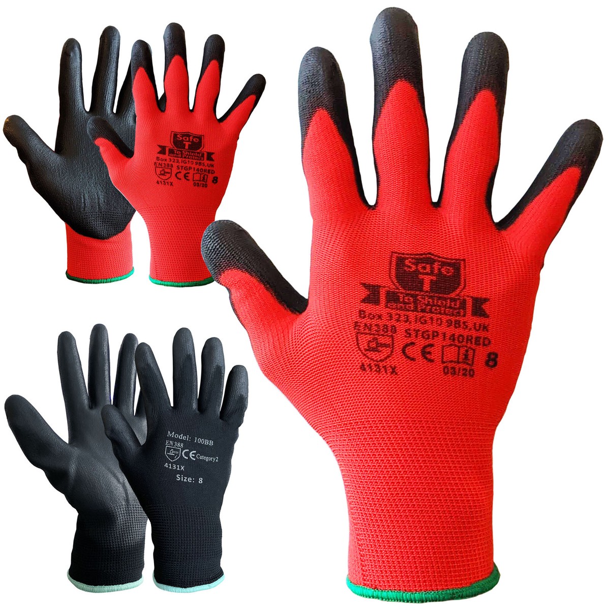 24 PAIRS NEW PU COATED SAFETY WORK GLOVES GARDEN GRIP MENS BUILDERS  GARDENING