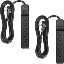 DEWENWILS 2-Pack Surge Protector with 10FT,6-Outlet Strip,ow Profile Flat Plug,