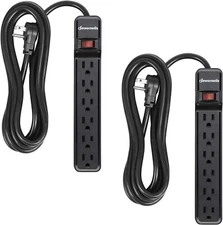 DEWENWILS 2-Pack Surge Protector with 10FT,6-Outlet Strip,ow Profile Flat Plug,