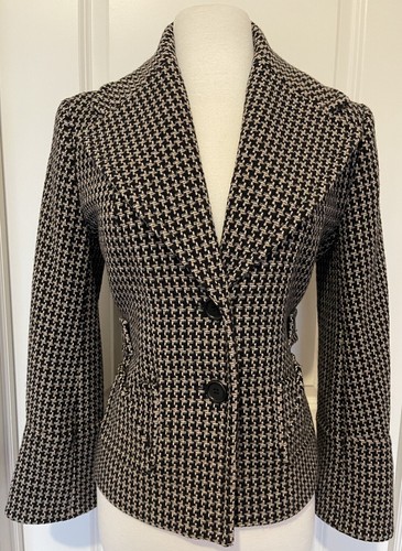 Blazer/veste Karen Millen London pied de poule en laine mélangée taille ~ 8 ~ élégant ~
