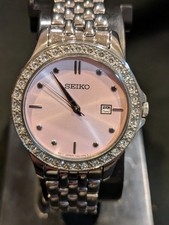 Seiko Women's Watch SXDF89 Pink Dial, StainlessSteel Japanese Quartz Wristwatch 