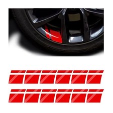 12PCS Car Wheel Rims Decal Stripes, Reflective Vehicle Tire Rim Stickers Red