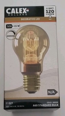 Calex Deko LED A60 Standard Leuchtmittel Gold 3,5 Watt 120 Lumen dimmbar E27