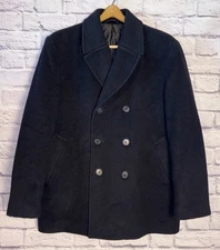 Lauren Ralph Lauren Mens Black Woolblend Peacoat Double Breasted Size 42S (0921)
