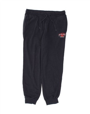 JACK & JONES Mens Graphic Tracksuit Trousers Joggers Large  Navy Blue BW33