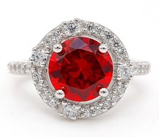 3CT Fire Garnet  White Topaz 925 Solid Sterling Silver Ring Jewelry Sz 9 IB2-5