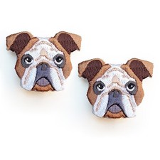 2pcs Brooch Backpack Tote Bag Pin Embroidery Cartoon Lifelike Bulldog Dog Unique