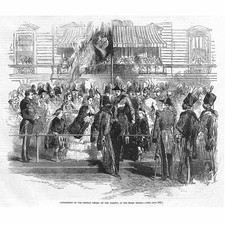 Distribution of Crimean Medals by her Majesty at the Horse Guards Old Print 1855
