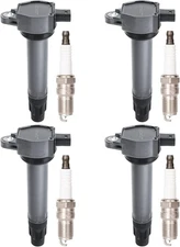 Set of 4 Ignition Coil Pack and Spark Plugs Fits for Jeep Patriot Compass Dod...