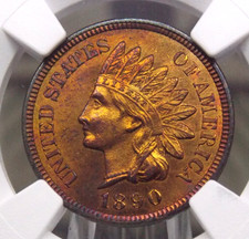 1890 Indian Head Cent 1c NGC Unc Details #014 Unc Uncirculated ECC&C, Inc.