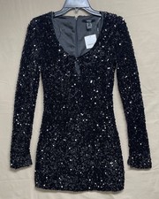 NWT Forever 21 Bodycon Mini Dress Keyhole Neck All-Over Sequin Party/Clubwear