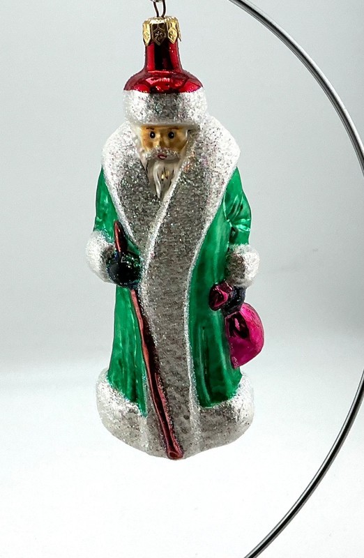 RADKO AQUA RUSSIAN SANTA GLASS CHRISTMAS ORNAMENT  91-112-7