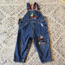 Acme Baby Vintage Denim Overalls Tweety Looney Tunes Blue Plaid 24M 1994