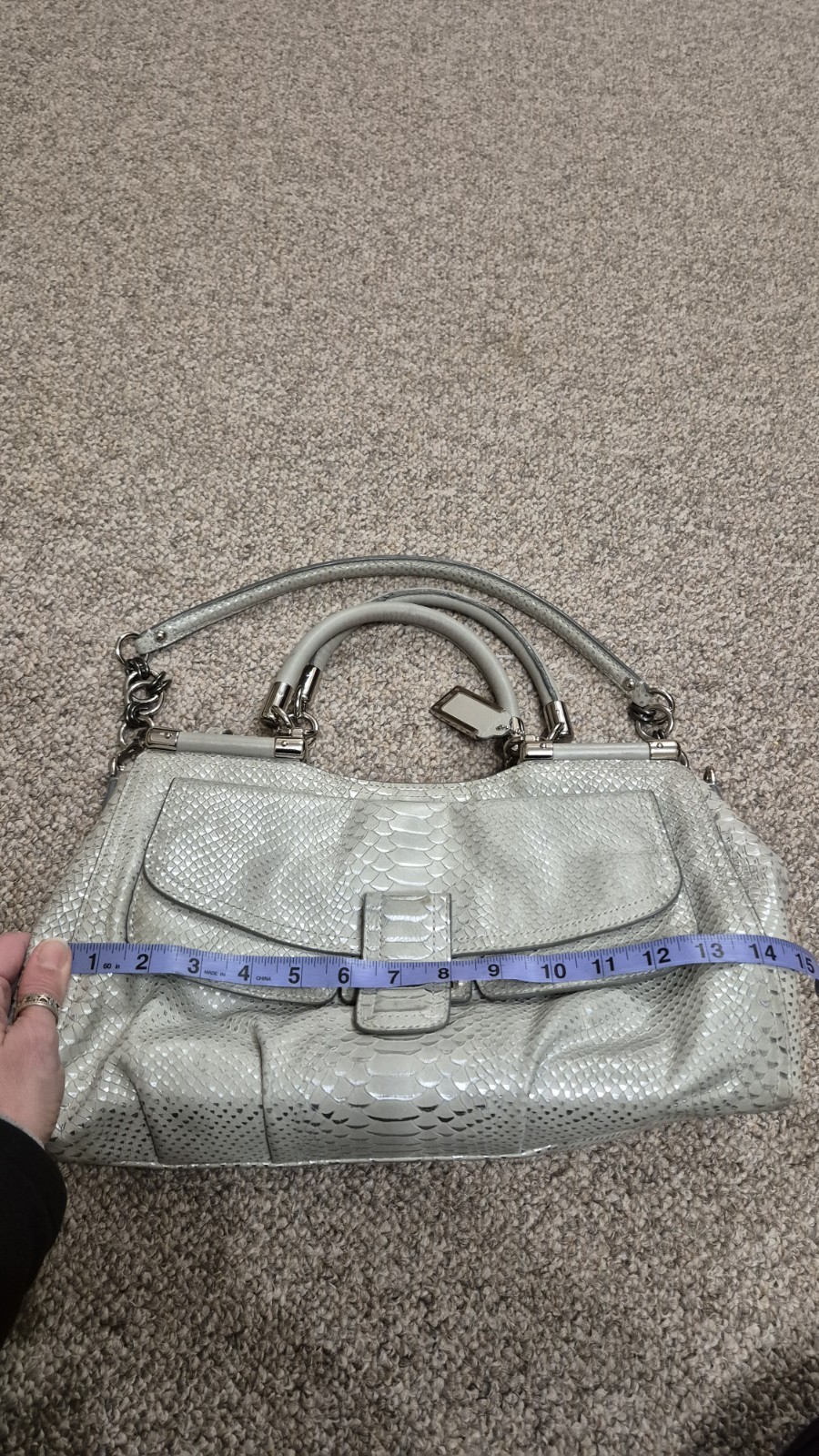 Coach Madison Pinnacle Python Embossed Gray/Silve… - image 15