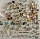 43 Vintage Rhinestone Costume Jewelry Clip Earrings & Pins Pendants, +72 Craft