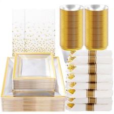 Goodluck 352-Piece Clear Plastic Dinnerware Set for 50 Guests, Includes: 100 ...